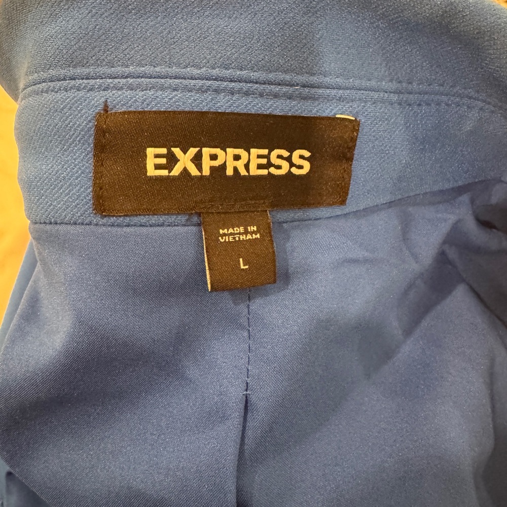 Express Blue Buttoned Suit Blazer Jacket Large - image 3